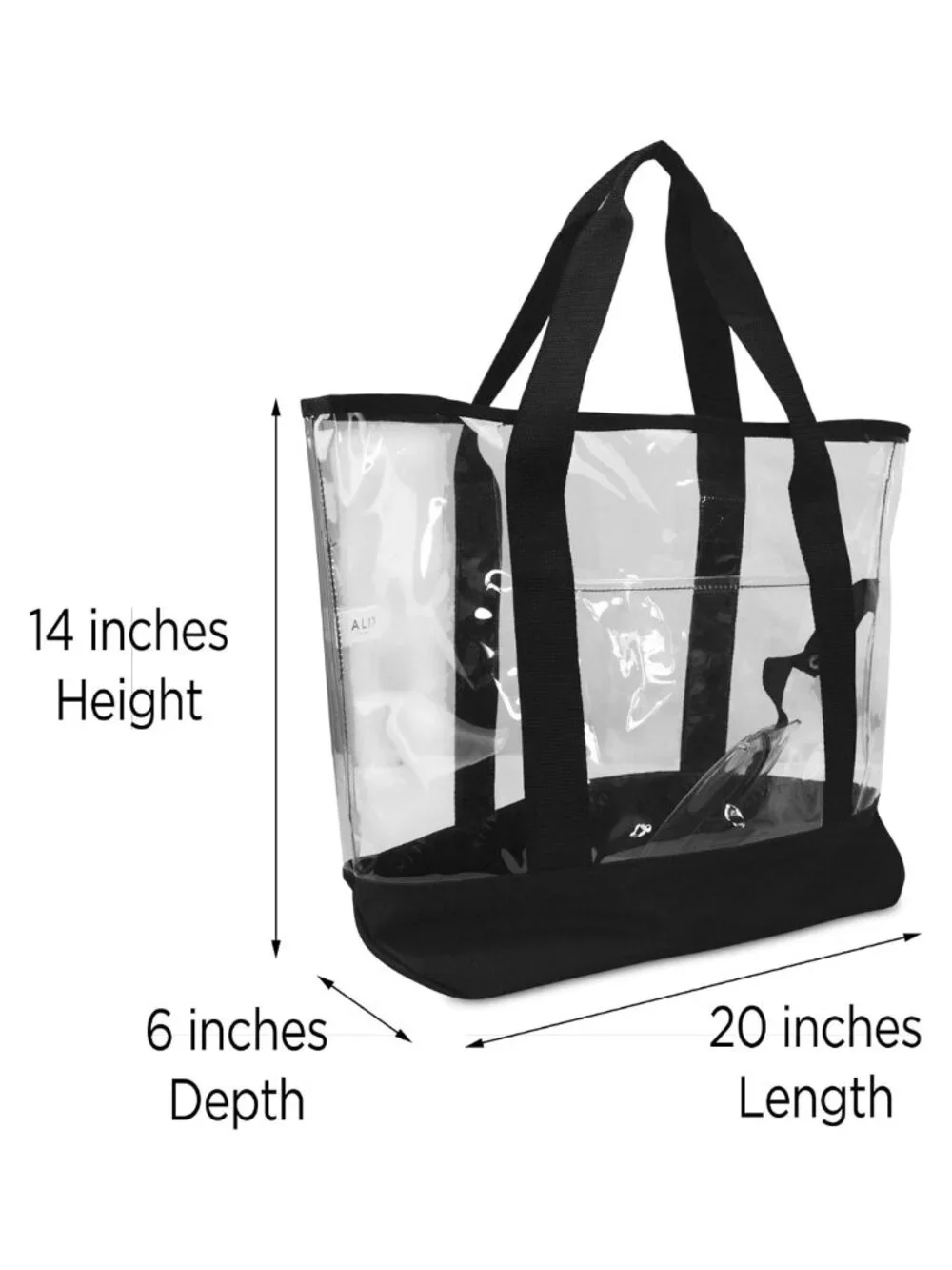 Large Clear PVC Tote Bag with Small Pouch Zipper Lightweight Shopper